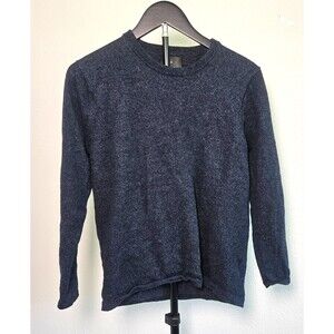 01.ALGO Merino Wool Sweater Womens L Blue‎ Crew Neck Minimalist Soft Knit